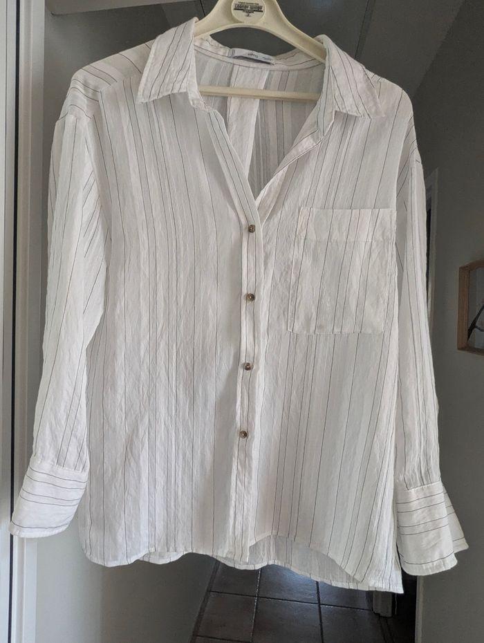 Chemise blanche rayée taille M Mango
