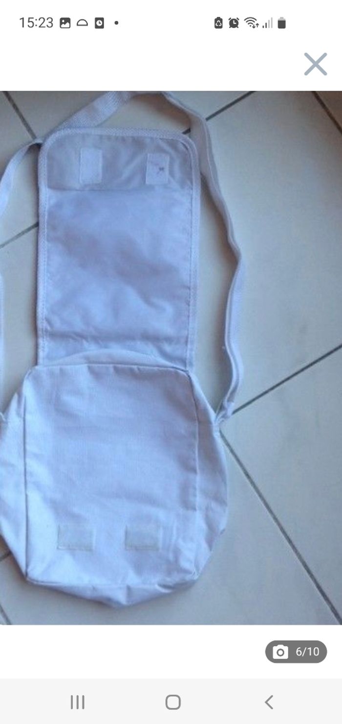 Sac / sacoche/ cartable enfant blanc imprimé bandoulière - photo numéro 6