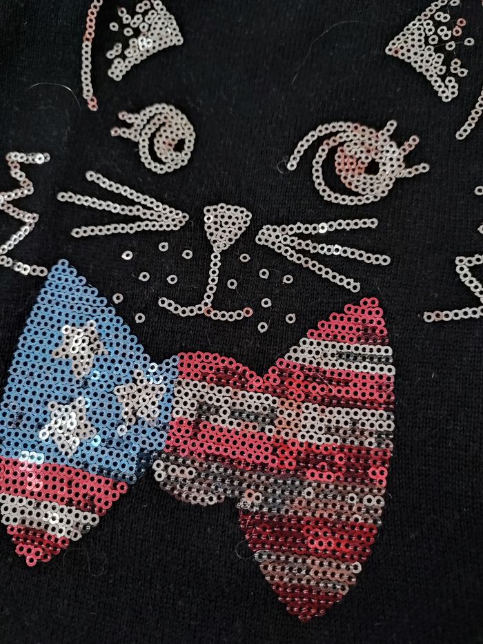 Pull noir avec sequins - Chat - 3 ans - Très bon état - In extenso - photo numéro 5