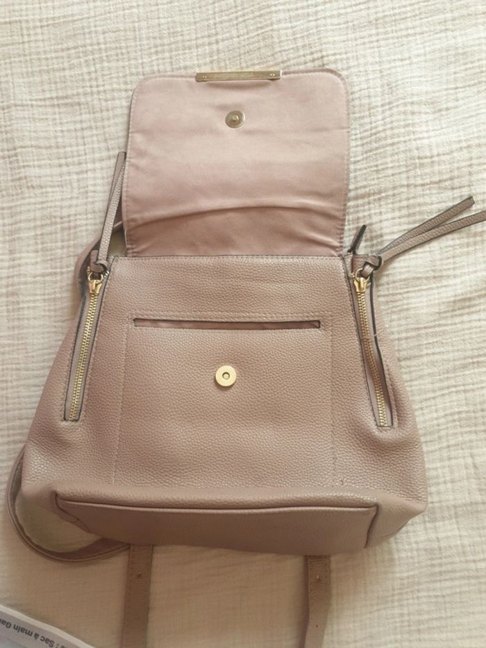 Sac a dos synthétique cuir rose poudré neuf - photo numéro 3