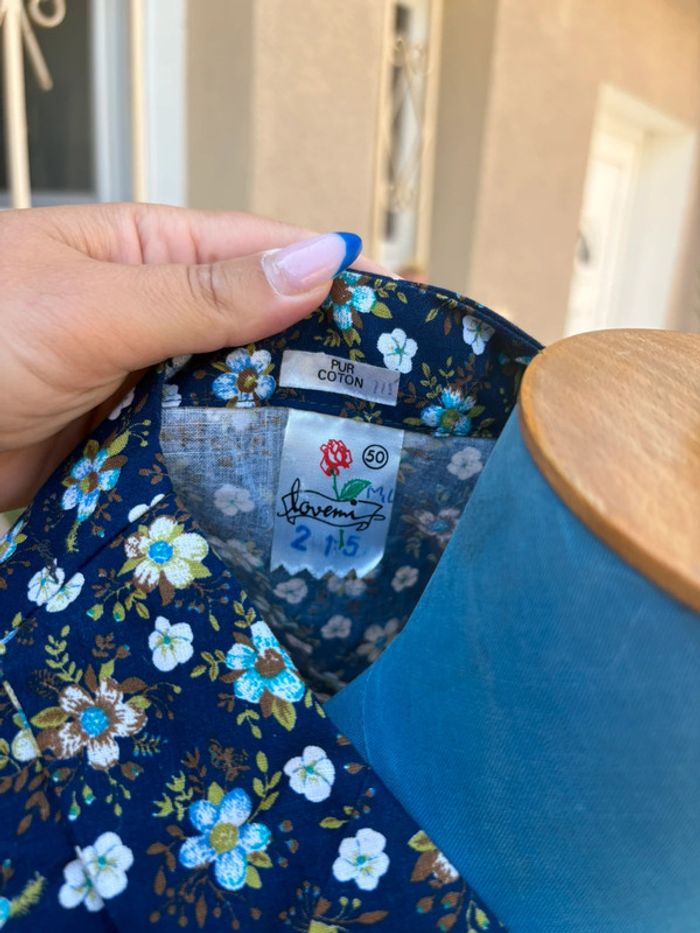 Robe à motif fleuri des années 70 - en très bon état - taille 50 - photo numéro 6