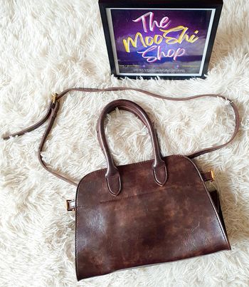 👜 Sac à main forme rétro arrondie fourre-tout simili cuir marron foncé neuf SELENA