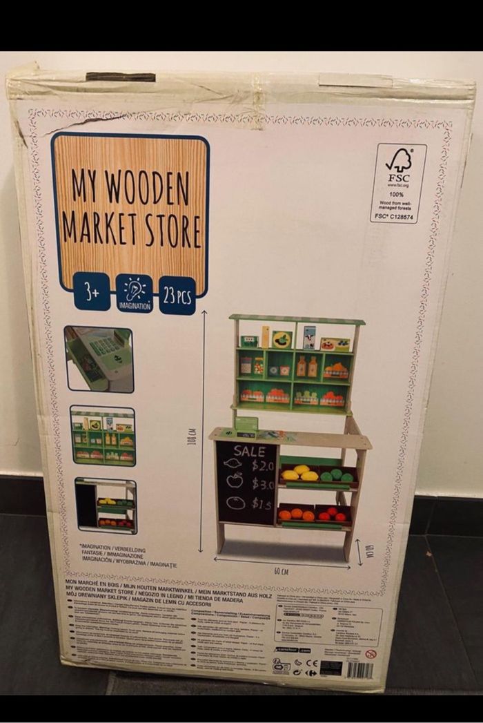 Jeux enfant mon marché en bois neuf