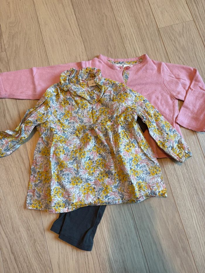 Magnifique blouse et gilet Liberty Cyrillus 9 Mois