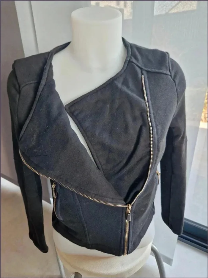 Veste Gilet noir zip asymétrique - Taille XS - photo numéro 5