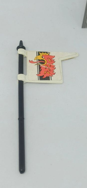 Drapeau blanc aigle rouge avec mât playmobil