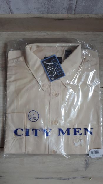 Chemise neuve manches longues jaune paille -41/42 - L -4 - City men / 1230