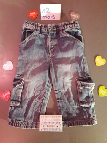 Pantalon jean type baggui poches cotés 12 mois