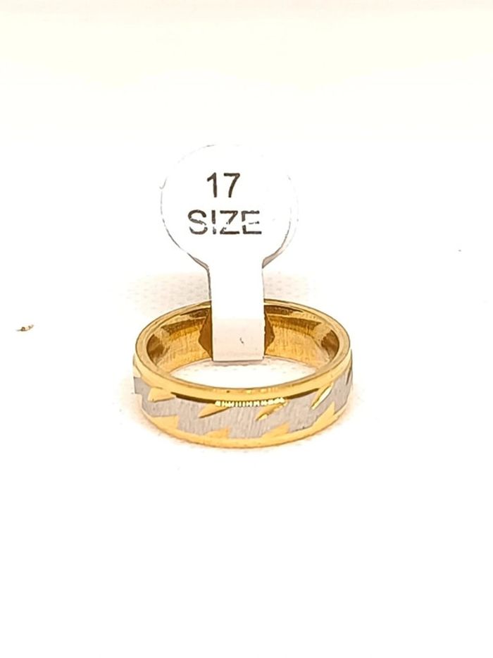 Bague anneau acier doré et argenté type alliance - photo numéro 4