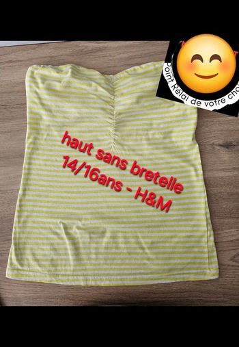 Haut s s bretelles / top jaune blanc à rayures fille