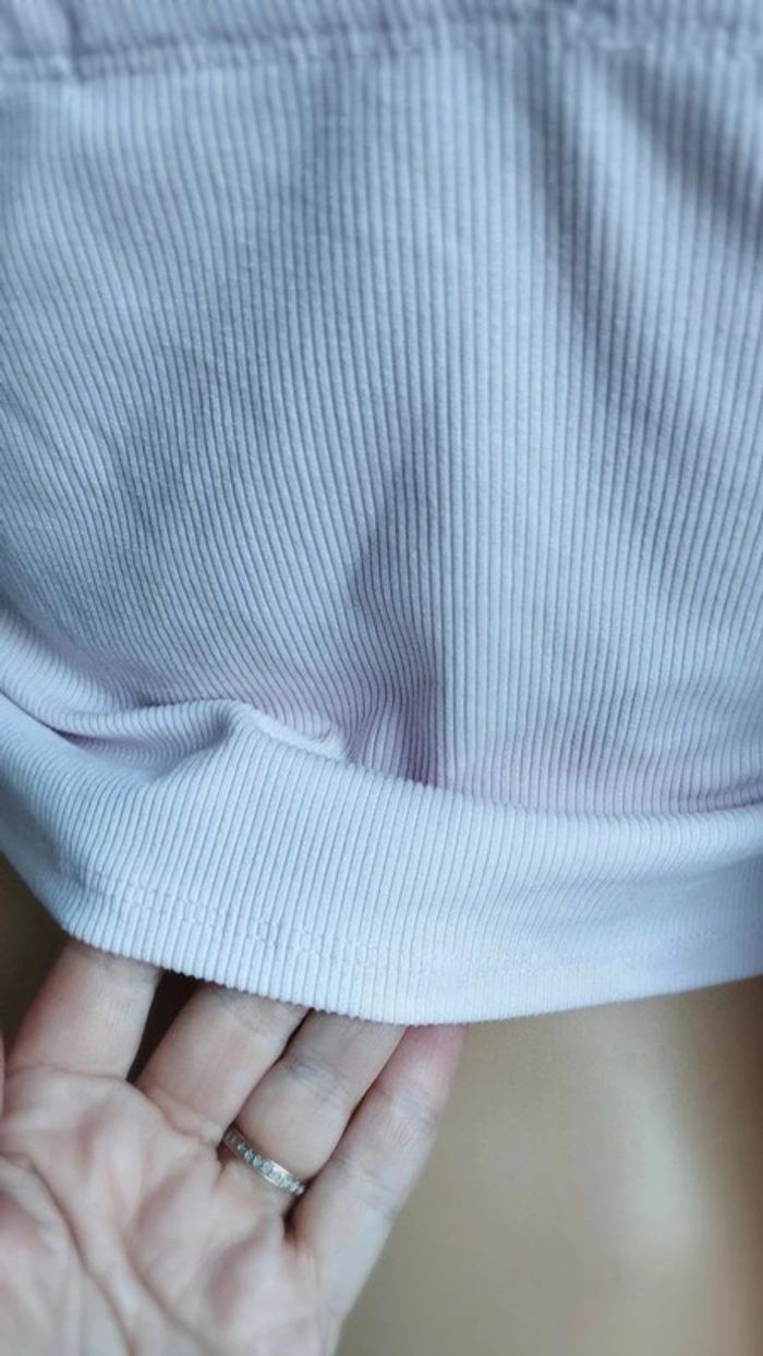 Débardeur top rose clair avec papillons blanc taille l femme - photo numéro 10