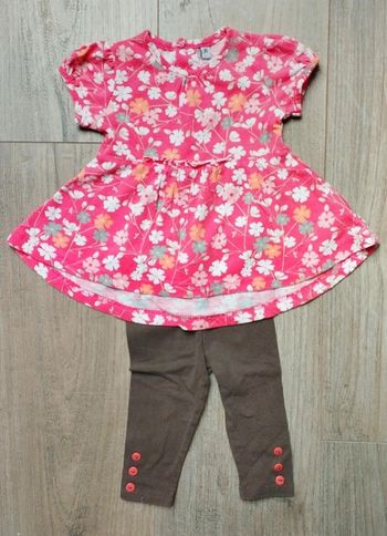 Ensemble robe/ tunique fleurie et legging 3 mois