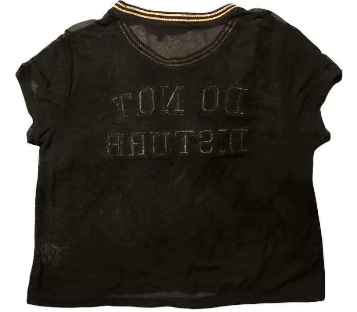 T shirt courtes manches noir et or résille - photo numéro 2