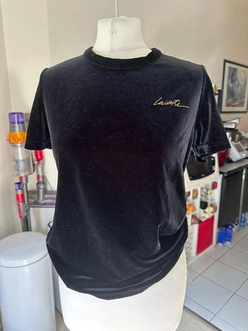 Tee shirt noir effet velours - Lacoste