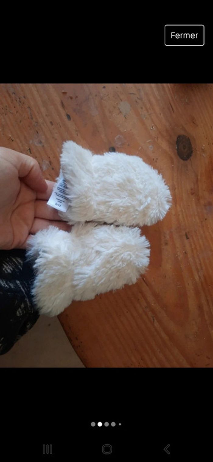 Gant tout doux blanc pâtes ourson tex - photo numéro 2