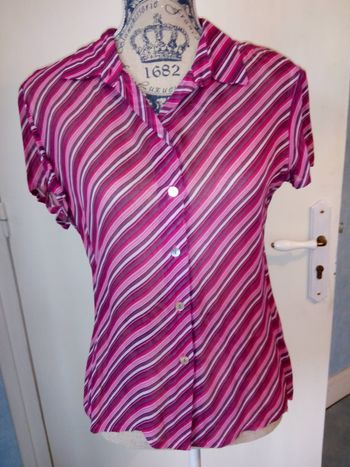 Faby27800 Chemisier femme "Caroll", rayures, ton bordeaux, T 38