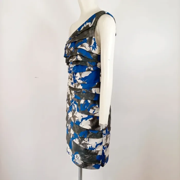 Robe asymétrique Manoukian à volants Mango - Imprimé bleu/gris - Taille S - A660 - photo numéro 3