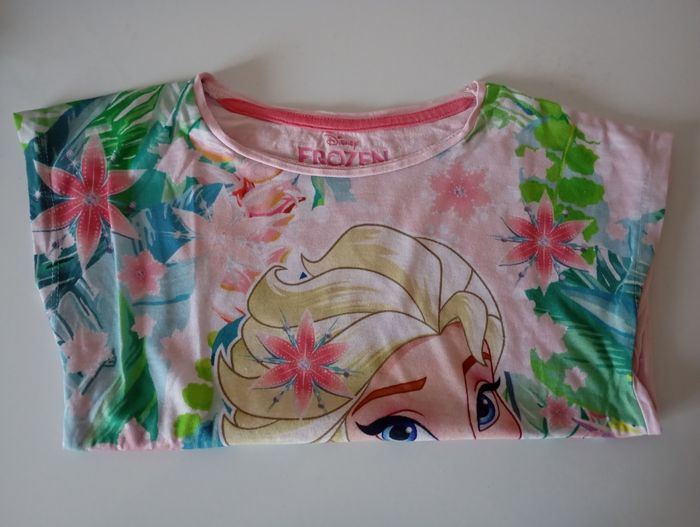 Tee-shirt sans manches, 8 ans,coton rose clair et multicolore. Disney Elsa Reine des neiges. Parfait état - photo numéro 7