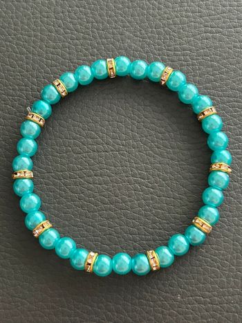 Bracelet vert turquoise et doré en perles taille unique
