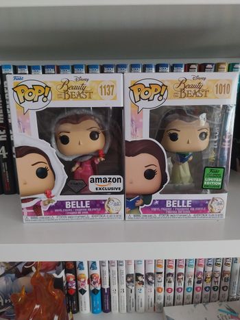 Deux Funko Pop! Belle Winter Amazon Exclusive Diamond La Belle et la Bête #1137 et Funko Pop! Belle Robe Verte #1010 Spring Convention 2021