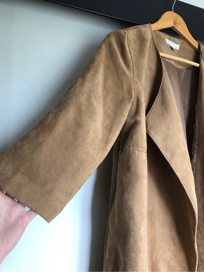 Veste mi longue daim - beige foncé/marron clair - H&M 34 - photo numéro 6