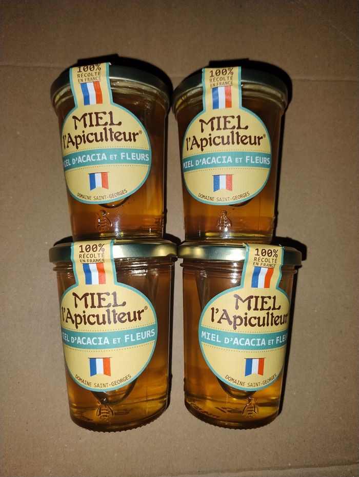 Lot de 4 pots de miel l'apiculteur miel d'acacia et fleurs (4 x 250g)