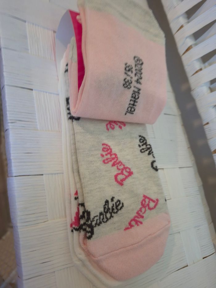 💕 joli Lot 3 paires de Socquettes Barbie fille Tendance Barbiecore - T. 35-38 - Neuves💕 - photo numéro 5