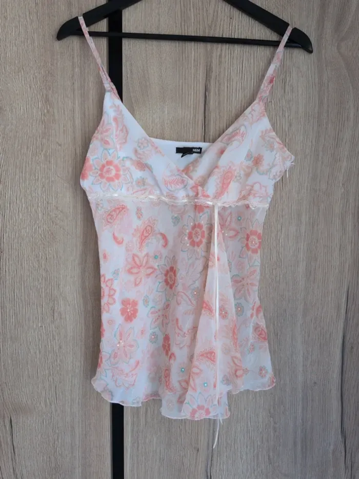 Top Fluide H&M Motif Cachemire / Floral Rose Pâle - Taille 40