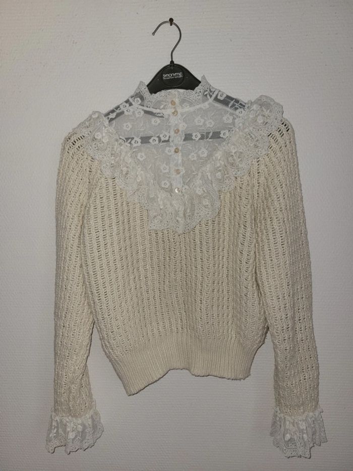 Pull tricot romantique avec volants beige zara - photo numéro 8