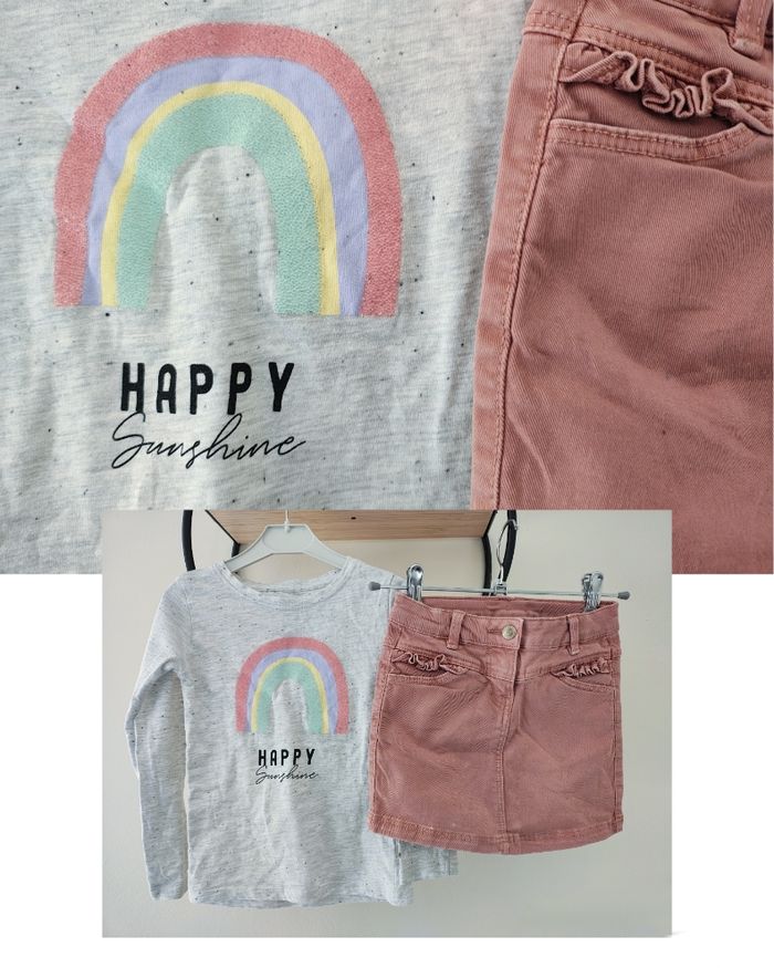 4 ans ensemble teeshirt Gémo et jupe tape a l'oeil