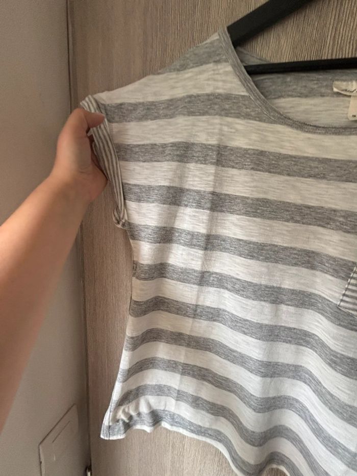 Sublime t-shirt loose MC en coton blanc/gris - H&M - M - photo numéro 5