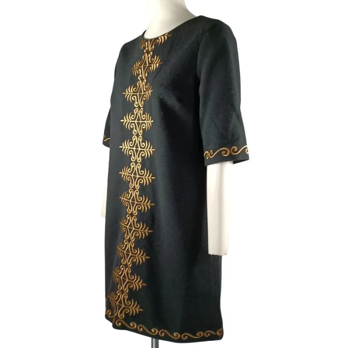 Robe chic noire flanelle manches courtes - Molly Bracken - taille S A1146 - photo numéro 2