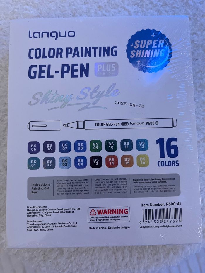 Languo  boîte de 16 gel pen Plus super shining - photo numéro 2