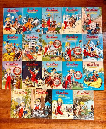 Lot de 19 albums anciens Caroline bd livres Pierre Probst Hachette Jeunesse