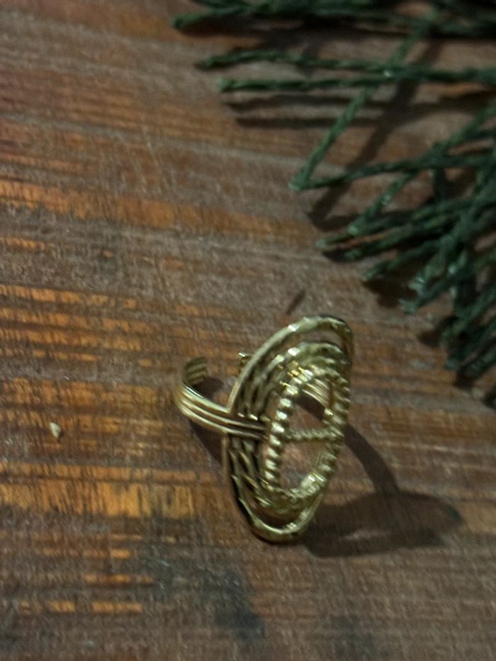 Bague ovale large réglable acier inoxydable or maillon farandole - photo numéro 8