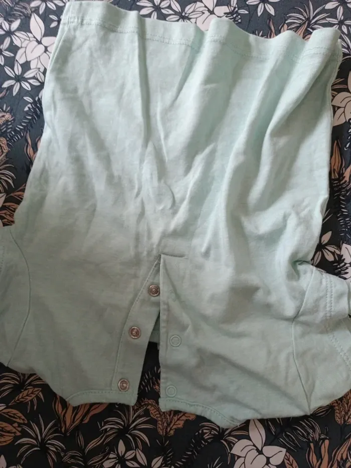 Tee shirt grain de blé 74cm turquoise petits coeurs - photo numéro 3