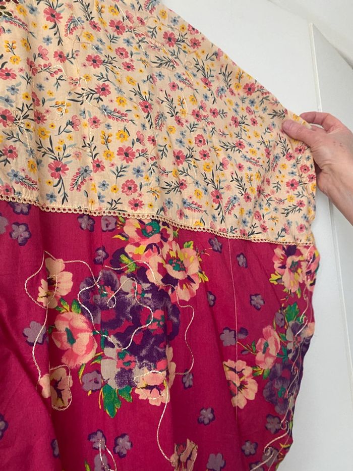 Poncho fantaisie multicolore avec fleurs et broderie - photo numéro 5