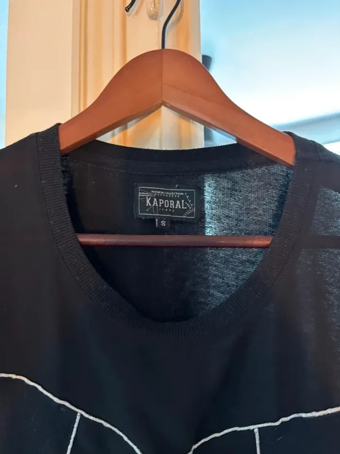 Pull noir à motif géométrique - Kaporal - Taille S - photo numéro 3