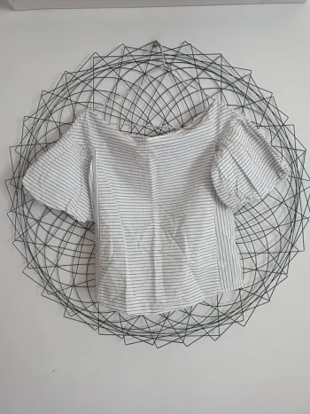 Haut rayé col bateau manches bouffantes h&m