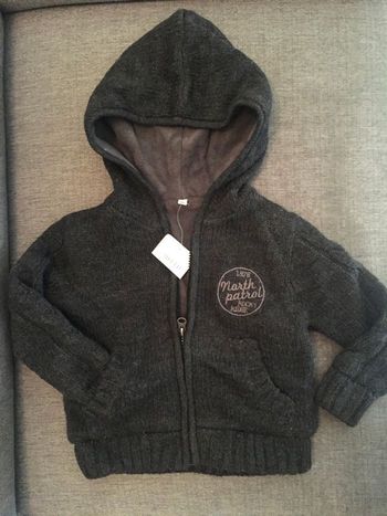 Gilet zippé à capuche gris Neuf 3 ans