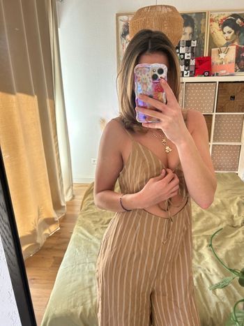 Combinaison à rayures beige