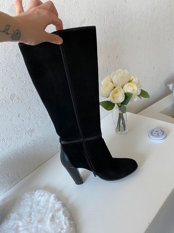 Bottes en cuir daim hautes - photo numéro 3