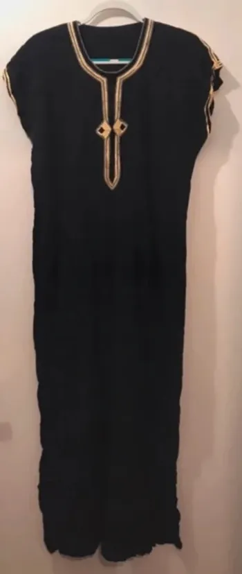 Robe été longue orientale manches courtes Noire dorée taille XL