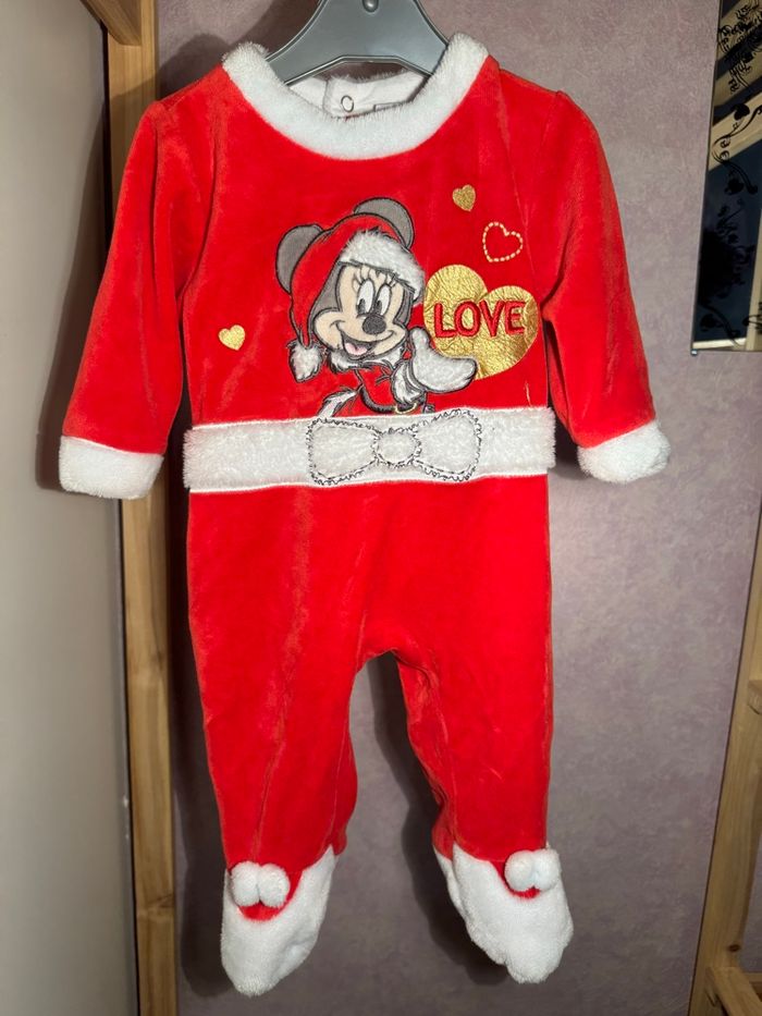 Pyjama de Noël bébé – Minnie Mouse – Velours rouge – Taille 6M