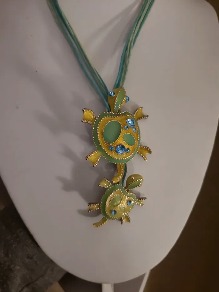Collier fantaisie Tortue turquoise - photo numéro 3