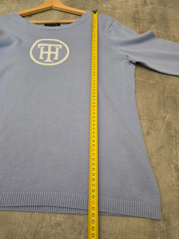 Pull Tommy Hilfiger lavande L logo TH rayédans le dos / casual chic doux - photo numéro 10