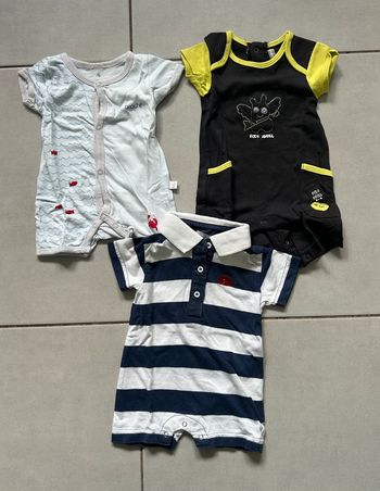 Lot 3 grenouillères été 1 mois