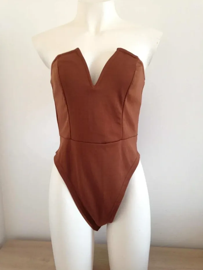 Bodie bustier col V classique marron 38 Shein