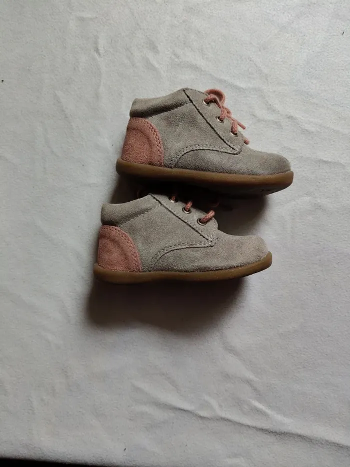 Chaussures grises et rose à lacets fille taille 21 gemo - photo numéro 5