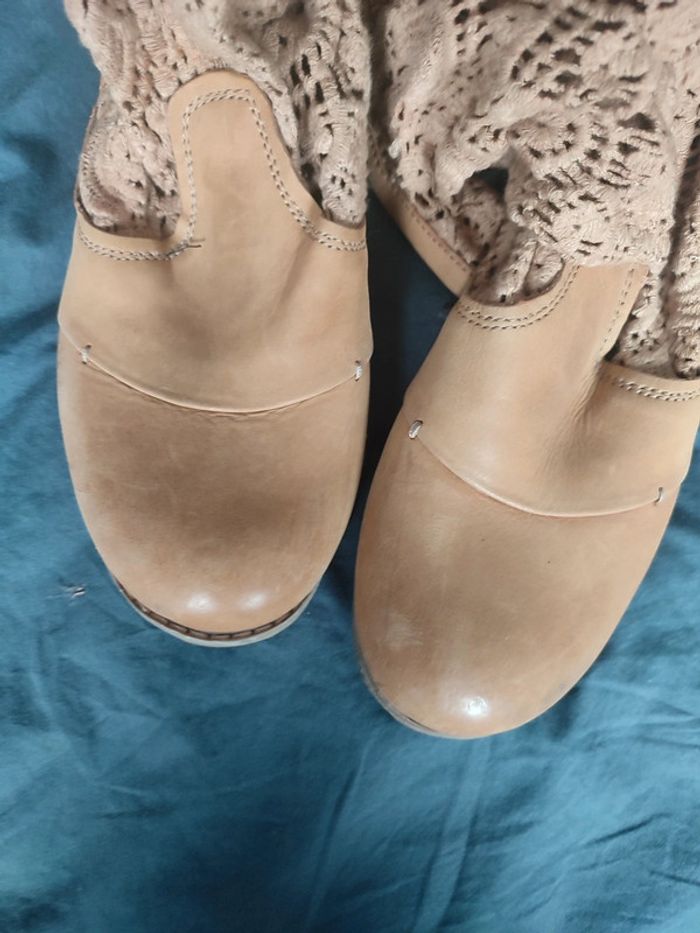 Bottes bunker cuir et macramé - photo numéro 3